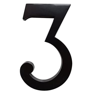 Imagem de 3D Flutuante Placa Casa Números 12/ 15cm Sinais Número Digital para Porta Exterior Moderno Grande Preto Adicional Endereço Rua Ao Ar Livre 0-9, Liga Zinco Galvanizado, Parafuso Montado (5po,3)