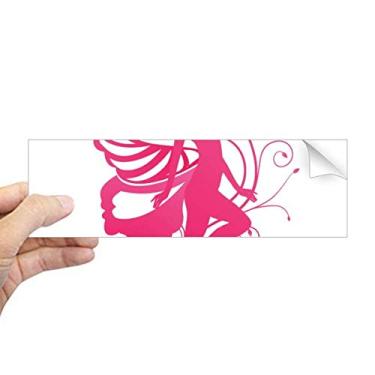 Imagem de DIYthinker Adesivo retangular de borboleta com asa rosa anjo bonito para para-choques para notebook janela decalque
