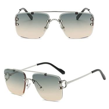 Imagem de Óculos de sol estilo sem aro com rebites rebites vintage feminino masculino design óculos de sol óculos de sol, 3040 C4, tamanho único