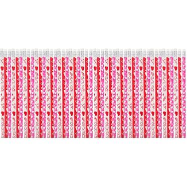 Imagem de LUOZZY 100 Pçs Lápis Padrão de Coração Lápis de Madeira para Dia dos Namorados Lápis com Ponta de Borracha para Crianças Estudantes