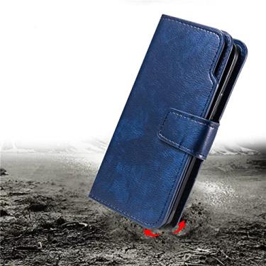 Imagem de Carteira Flip Case de Couro para Samsung Galaxy S22 S21 S20 FE S10 S9 S8 Note 20 10 9 8 Ultra Plus Slots para Cartão Capa Magnética, Azul, Para Galaxy Note9