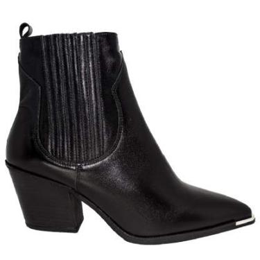 Imagem de Bota Feminina Abelle Shoes Cano Médio Salto Bloco Médio Em Couro Napa Preto Ivonete Tamanho:38;Cor:Preto