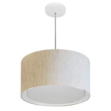 Imagem de Lustre Pendente Cilíndrico Duplo Cúpula Tecido 25/40x35 cm, Vivare Iluminação, Pendente4290 LLA, Linho Bege, Médio