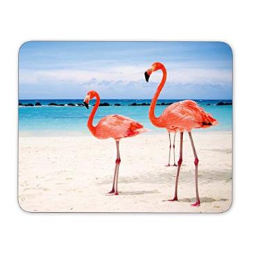 Imagem de Mouse pad de borracha Flamingos Walking on The Beach - antiderrapante - Aplicável para jogos, casa, escola, mouse pad de escritório