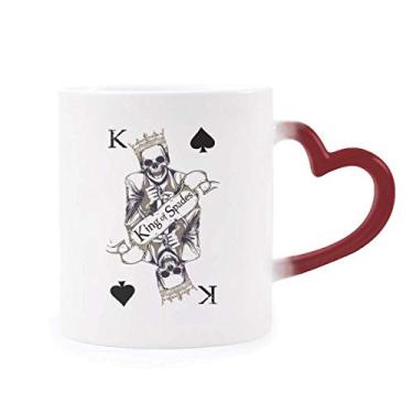 Imagem de Caneca com estampa de cartas de jogo sensível ao calor com estampa de utensílios de jogos, copo de grés que muda de cor vermelha