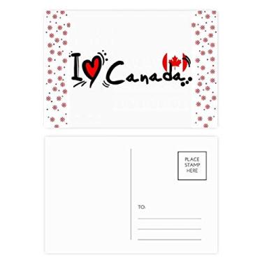 Imagem de I Love Canada Palavra Bandeira Coração Natal Flor Celebração Cartão Postal Blessing Mailing Card