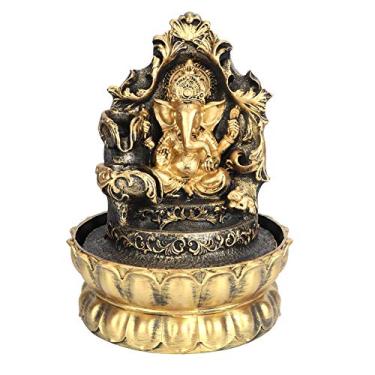 Imagem de Fonte de mesa, mesa portátil fonte de água elétrica Elefante dourado estátua de Buda de ouro Kit de cachoeira de meditação zen com luzes LED, sons suaves para casa / escritório / hotel decoração presente (EUA)