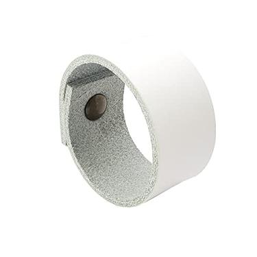 Imagem de Puxador Bols Parafuso - Couro Legítimo Branco - Parafuso Ouro Velho