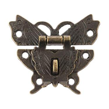 Imagem de 1 pc Antique Borboleta Box Caixa de Jóias Decorativas Caixa de Jóias Hasp Lock Trinco com Ferragens De Parafuso Vintage para Gaveta de Móveis 50 * 43mm YYDFPIIA