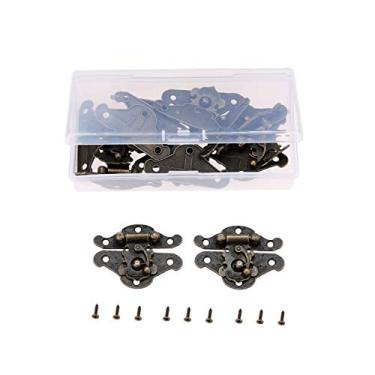 Imagem de 10 pcs antique bronze metal bloqueio de trinco decorativo hasps gancho madeira caixa de jóias cadeado hardware de móveis com parafuso e caixa de armazenamento YYDFPIIA