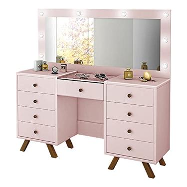 Imagem de Penteadeira Decorativa 8 Gavetas Porta Joias com Tampo de Vidro Finn Rose - Gran Belo