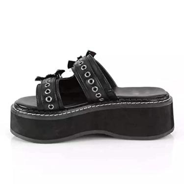 Imagem de Sandálias femininas de salto anabela verão gótica plataforma slip-on dedo aberto chinelos para mulheres slides casuais, preto, 37 EU / 6 EUA