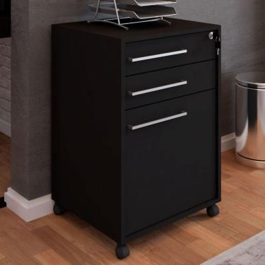 Imagem de Gaveteiro Arquivo Com Rodízios Sacramento 3 Gavetas Com Chave Preto - Pnr Móveis