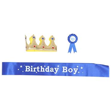 Imagem de Gadpiparty 3 Pecas terno de festa de aniversário tecidos cinto de bandeira mesversario menino decoração aniversário rpg coroa de faixa de aniversário coroa de faixa de festa de meninos Garoto