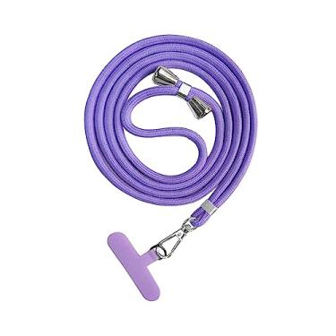 Imagem de Cordão para telefone, sistema de trava de segurança, alça antiperda removível para pescoço, tira para telefone, alça de segurança para ciclismo, Roxo