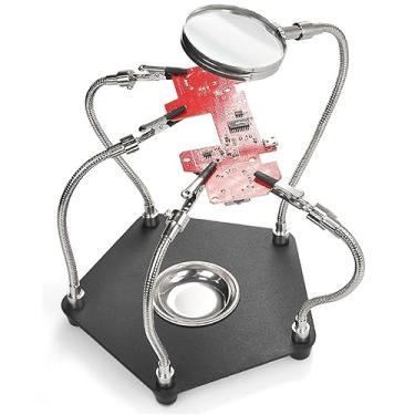 Imagem de Bancada De Reparo De Solda De Placa PCB Com Lupa 3 X com 4 Garras Jacaré CBRN20386