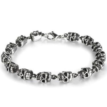 Imagem de Pulseira Caveira Blodier Bracelete Punk Rock Gótico Aço Inox