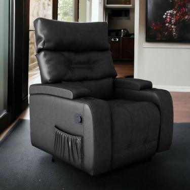 Imagem de Poltrona Do Papai Reclinavel Giratória Balanço Luxo GM Corino Preto