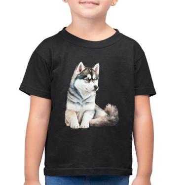 Imagem de Camiseta Algodão Infantil Cachorro Husky Siberiano - Foca Na Moda
