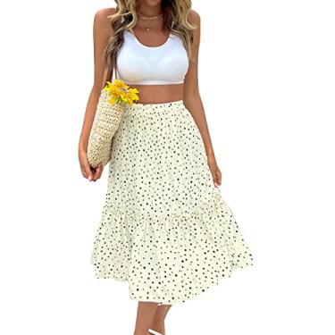 Imagem de Vestido Estampado de Bolinhas, Saia Cintura Alta Delicado Casual para Festa de Namoro (M)