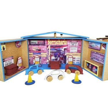 Imagem de Posto De Gasolina Garagem Borracharia Estilo Maleta Madeira