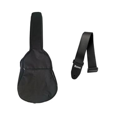 Imagem de Capa Acolchoada Com Bolso Preto para Violão Classico kit com alça basso