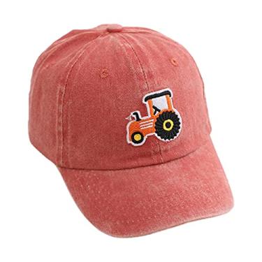 Imagem de Boné de beisebol infantil vintage envelhecido algodão lavado chapéu de sol para bebês meninos meninas desenho animado carro boné pontiagudo, Vermelho melancia, One Size