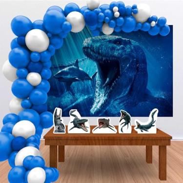 Imagem de Kit Decoração Festa de Aniversário Infantil Megalodon Mosasaurus Jurassic
