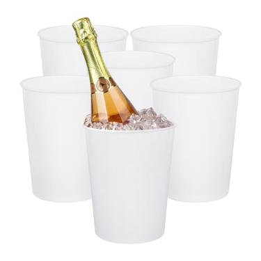 Imagem de Pacote com 6 baldes de gelo para festas, refrigerador de vinho de plástico para champanhe, bebidas, refrigerante e cerveja, refrigerador de garrafa de vinho clássico para casamento, baldes versáteis