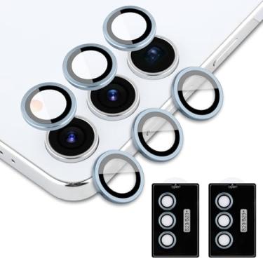Imagem de aidvaia Protetor de lente de câmera azul compatível com Samsung Galaxy S23 Plus, protetor de lente de vidro temperado de anel de liga de alumínio anti-arranhões capa decorativa para câmera