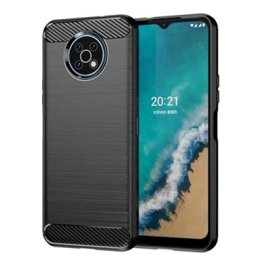 Imagem de Sidande Capa para Nokia G50, capa de telefone ultrafina com absorção de choque de fibra de carbono TPU capa protetora para Nokia G50 preta