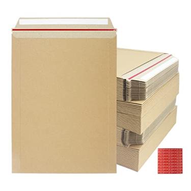 Imagem de zmybcpack Pacote com 100 envelopes de documentos fotográficos de 23 x 30,5 cm (9 x 12 polegadas), envelopes de papelão kraft para fotografia, envelopes rígidos para CD, fotos, documentos (marrom embalado)