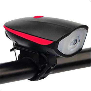 Imagem de Farol Para Bike Led Com Buzina À Prova D'água 3 Modos Recarregável Vermelho Mundo Compras