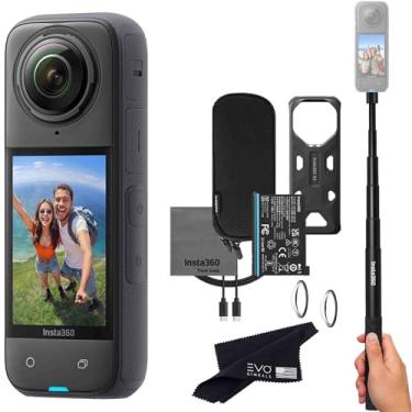 Imagem de Insta360 Pacote básico X4 - Câmera de ação 360 à prova d'água 8K com sensores de 48 MP de 1/2 polegada, vídeo 8K 360 HDR, foto de 72 MP 360, lente única 4K | O pacote inclui bastão de selfie, tampa de