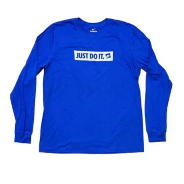 Imagem de Nike Camiseta masculina de manga comprida Just Do It Box Banner, Azul, XXG