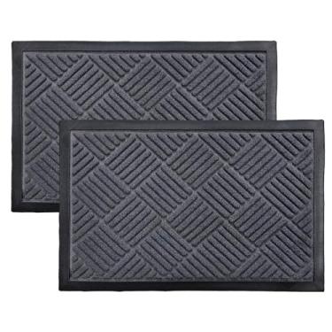 Imagem de Kit 2 Tapete Capacho Emborrachado Bem Vindo Porta Entrada Casa Apartamento Antiderrapante (Grafite)