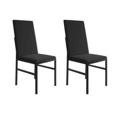 Imagem de Kit 2 Cadeiras de Jantar Estofadas Mônaco Premium Preta