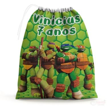 Imagem de Sacolinhas Surpresa Personalizada Tecido Tartarugas Ninjas (Sacolinhas 15x20, Unidades, 20)