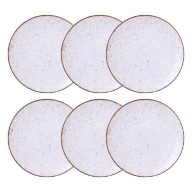 Imagem de Jogo de Pratos Rasos 6 Pcs Rústico 25 cm Porcelana Decorada Tramontina