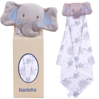 Imagem de Naninha para Bebê de Bichinho de Pelúcia com Prendedor de Chupeta (Elefante Azul)
