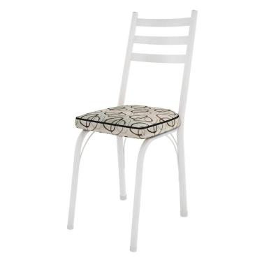 Imagem de Kit 4 Cadeiras De Cozinha Luisiana Estampado Cedro Pés De Ferro Branco