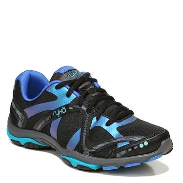 Imagem de Ryka Tênis feminino Influence Cross Trainer, Preto/Azul Multi, 6.5 Wide