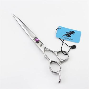 Imagem de Ulin 7.0 Polegada tesoura para animais de estimação mão esquerda tesoura de preparação de cães mão esquerda tesoura reta para cães, gatos e outros animais