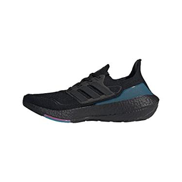 Imagem de adidas Tênis de corrida masculino Ultraboost-21, Preto/carbono/azul-petróleo ativo, 39