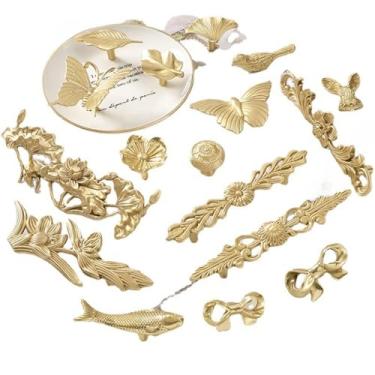 Imagem de Maçanetas e alças de porta de armário em forma de flor de latão sólido para móveis armário guarda-roupa gaveta puxa maçaneta de cômoda decoração de casa, 1 peça de latão K