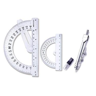 Imagem de Bússola de desenho e extratores de matemática de plástico 180 graus, 10 cm e 15 cm, conjunto de 3 peças de matemática para estudantes, Style 2