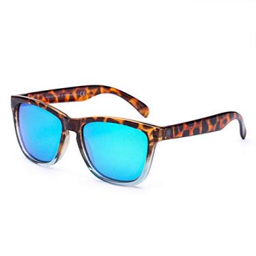 Imagem de Óculos de sol femininos com proteção UVA/UVB UV400, lentes espelhadas, adequado para atividades ao ar livre, esqui, férias, dirigir pescaria, Tortoise/Transparent & Blue