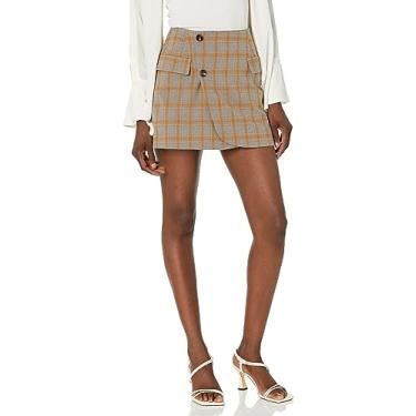 Imagem de Steve Madden Apparel Saia feminina com estampa de cotovia, Xadrez cinza, 11