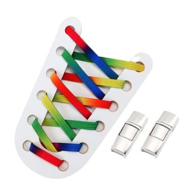 Imagem de Elastic Shoelaces Sneakers Fashion Mix And Match Colors Quick Shoelaces Suitable For All Shoes(Green rainbow)