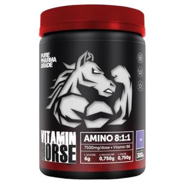 Imagem de BCAA Aminoacid 8:1:1 7500mg/dose Enriquecido com Vitamina B6 ultra concentrado 300g Melancia - Vitamin Horse (300g, Uva)